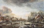 A Frozen River by a Town at Evening Aert van der Neer